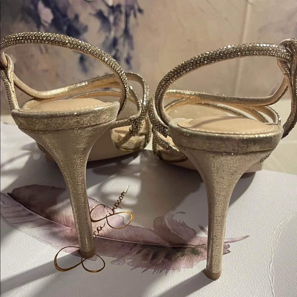 Jessica Simpson Champagne Rhinestone Heels - Picture 8 of 9